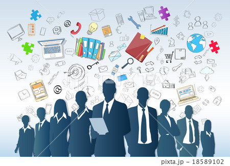 Business People Group Silhouette Doodle Hand Draw Business People Group Silhouette Doodle Hand Draw 18589102