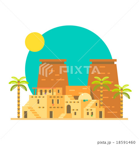 Flat design of Thebes Luxor temple in Egypt Flat design of Thebes Luxor temple in Egypt 18591460