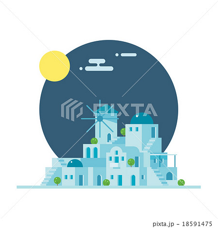 Flat design of Santorini Greece village Flat design of Santorini Greece village 18591475