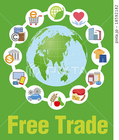 自由貿易イメージと商品やサービスアイコン 18592182