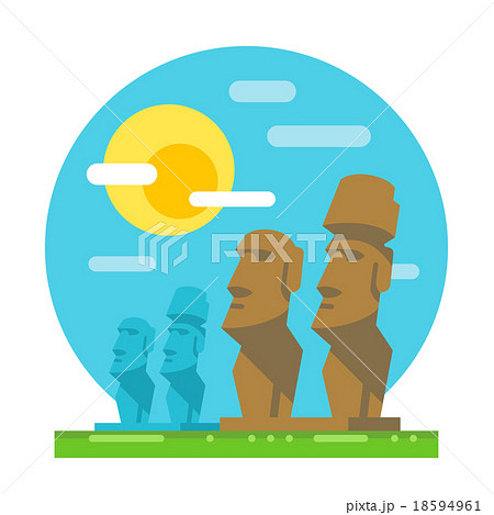 Moai Statue Flat Design Landmarkのイラスト素材