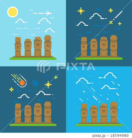 Flat design of Moai Chile Flat design of Moai Chile 18594980