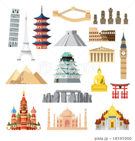 Landmarks set in flat design 18595000
