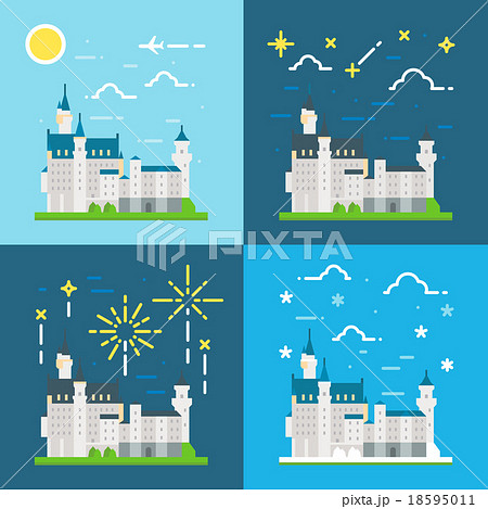 Flat design of Neuschwanstein castle Germany 18595011
