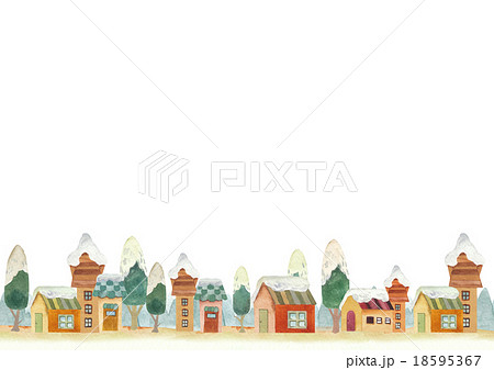 冬の街並 背景白 横 のイラスト素材