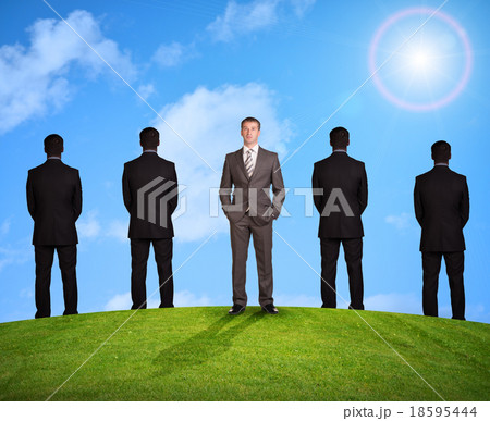 Set of businessmen on nature background 18595444