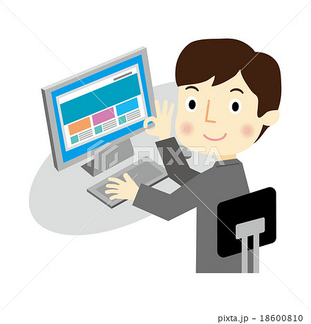 デスクトップPCを操作するビジネスマン デスクトップPCを操作するビジネスマン 18600810