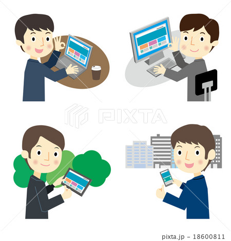 電子機器を操作するビジネスマン 18600811