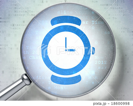 Timeline concept: Hand Watch with optical glass on Timeline concept: Hand Watch with optical glass on 18600998