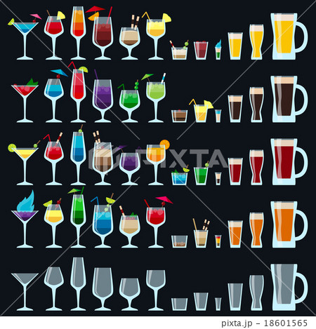 Flat design cocktail and beer Flat design cocktail and beer 18601565