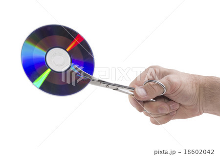 cutting of DVD of a disk scissors cutting of DVD of a disk scissors 18602042