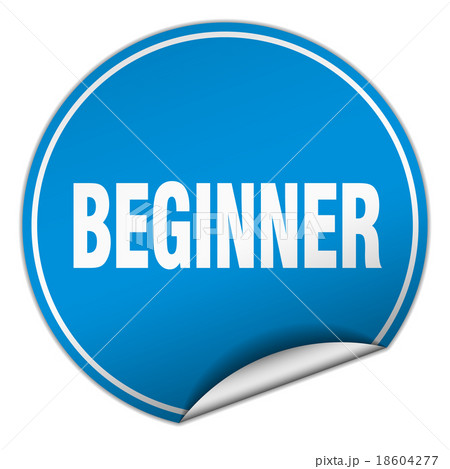 beginner round blue sticker isolated on white 18604277