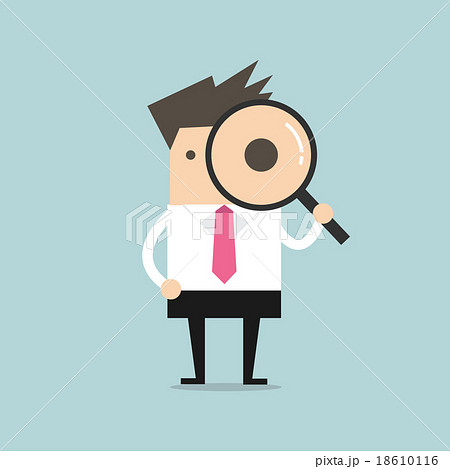 Businessman looking through a magnifying glass Businessman looking through a magnifying glass 18610116