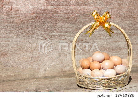 Gift eggs on wooden background. Gift eggs on wooden background. 18610839