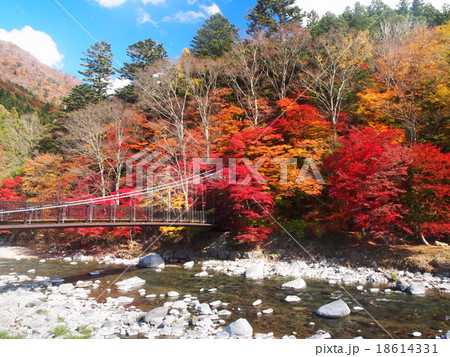 紅の吊橋 栃木県 那須塩原市 の写真素材