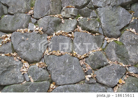 石垣と枯葉 18615611