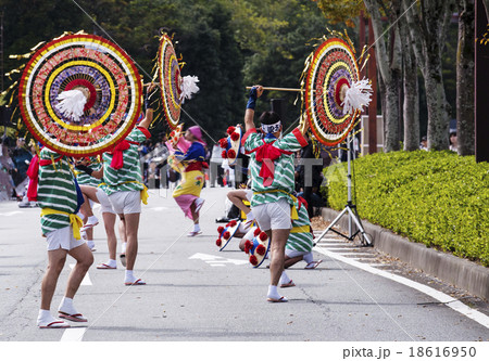 山形花笠踊り 東北のお祭りの写真素材