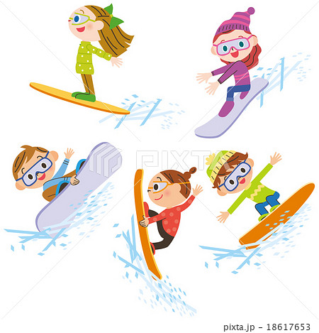 スノーボードをしている子供達 スノーボードをしている子供達 18617653
