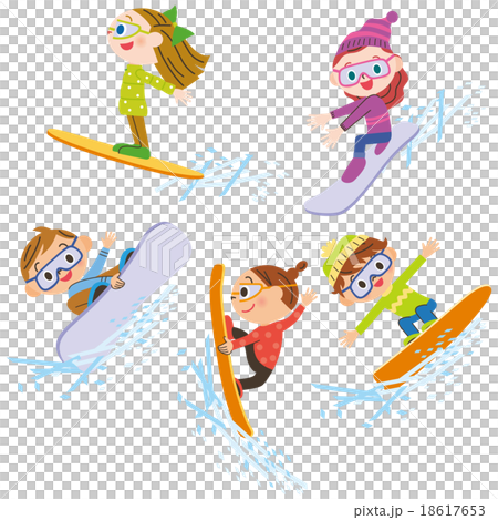 スノーボードをしている子供達 スノーボードをしている子供達 18617653