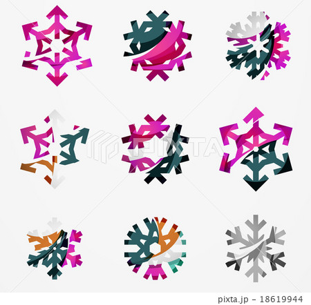 Set of abstract colorful snowflake logo icons 18619944