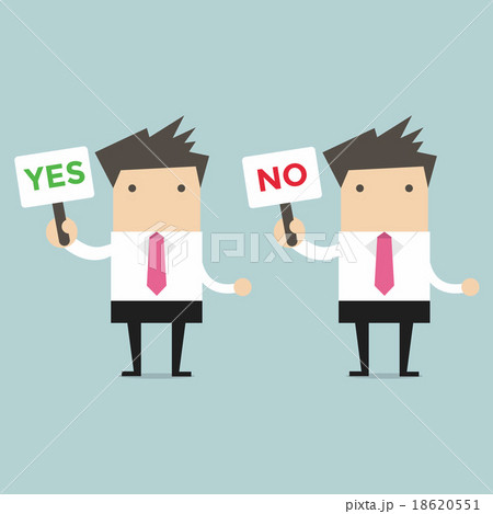 Businessman with a sign Yes and no 18620551