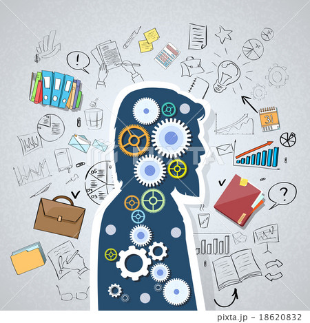 Businessman Head Man Silhouette Cog Wheel Doodle Businessman Head Man Silhouette Cog Wheel Doodle 18620832
