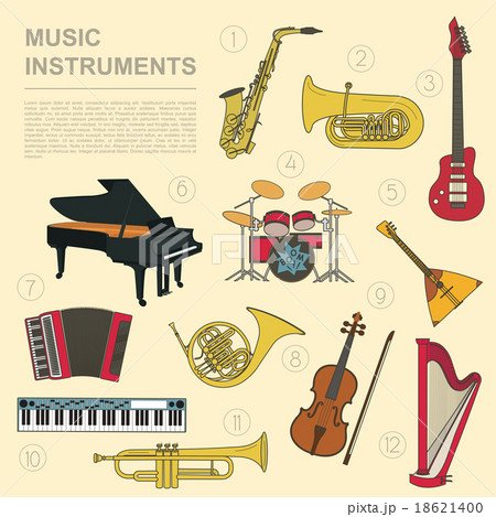 Musical instruments graphic template. Infographic 18621400
