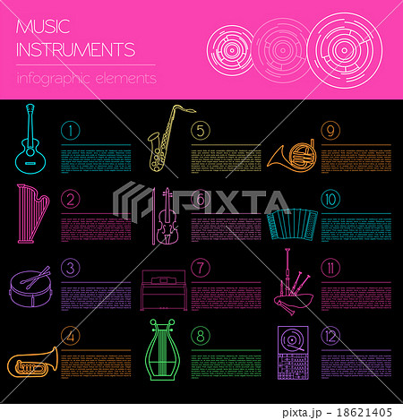Musical instruments graphic template. Infographic 18621405