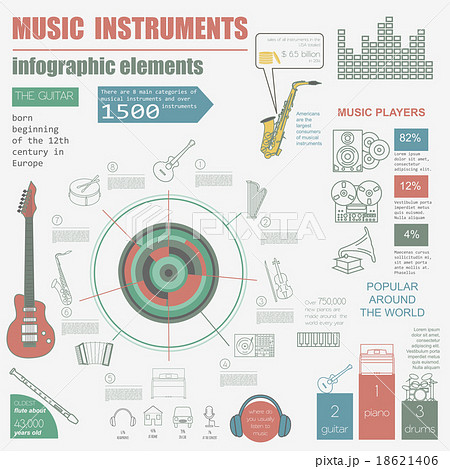 Musical instruments graphic template. Infographic 18621406