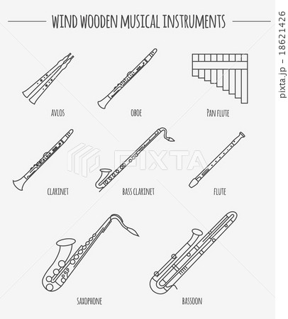 Musical instruments graphic template. Wind wooden. 18621426