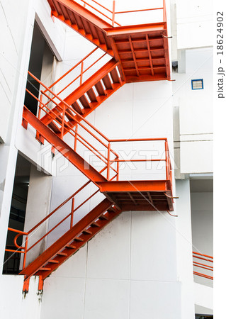 Red Iron Stairs outside of Building 18624902