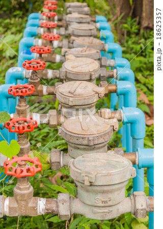 Water Meter and Red Valve Water Meter and Red Valve 18625357