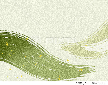 和紙背景緑筆のイラスト素材
