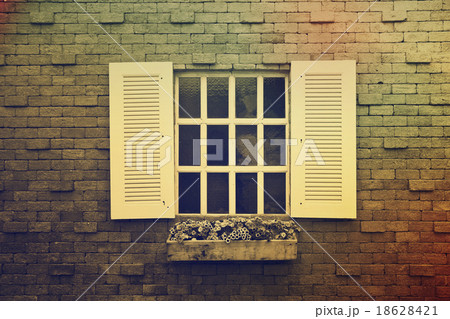 Window with flower pots. Window with flower pots. 18628421