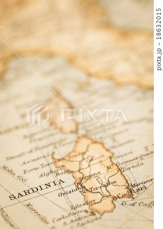古地図　イタリア・サルディーニャ島 18632015