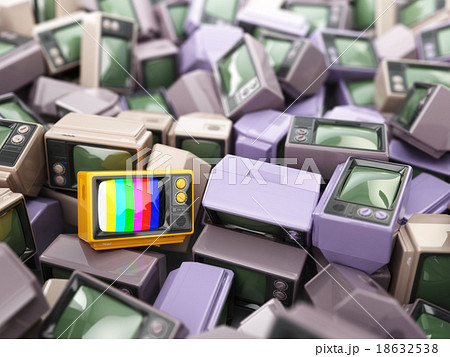 Heap of vintage tv. End of television.  18632538