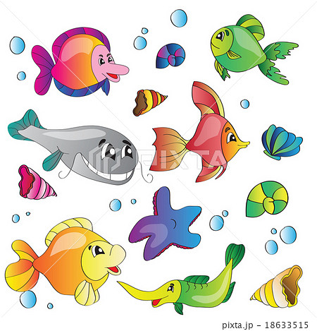 Vector set of images the marine life 18633515