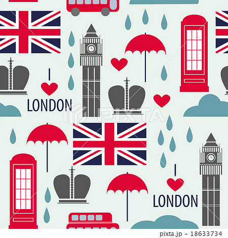 Seamless Pattern With London Symbolsのイラスト素材