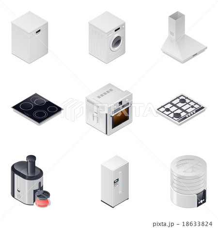 Household appliances isometric icons set, part 1 Household appliances isometric icons set, part 1 18633824