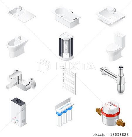 Sanitaru engineering detailed isometric icon set 18633828