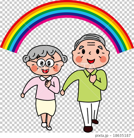 シニア　笑顔　健康　未来　幸せ　虹 18635187