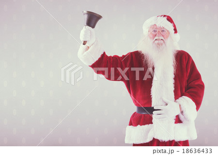 Composite image of santa claus rings his bell 18636433
