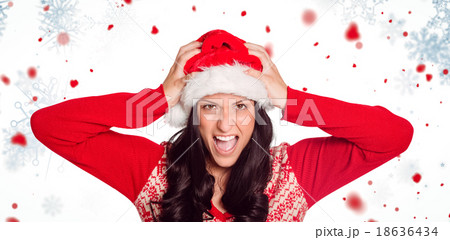 Composite image of irritated woman looking at camera Composite image of irritated woman looking at camera 18636434