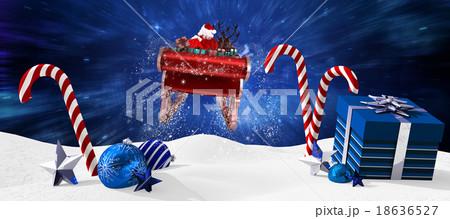 Composite image of santa flying his sleigh Composite image of santa flying his sleigh 18636527
