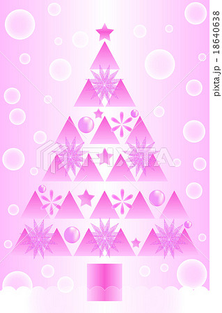 ピンククリスマスツリーのイラスト素材