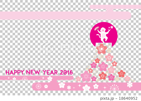 申年　年賀状　富士 18640952