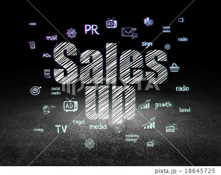 Advertising concept: Sales Up in grunge dark room 18645725