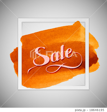 Sale label on the orange watercolor stain 18646195