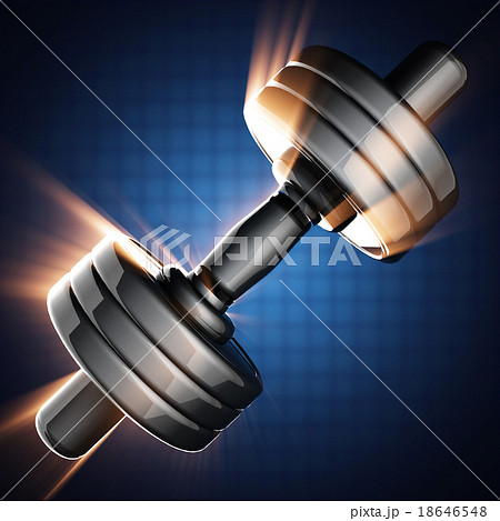 Metal dumbbell on blue background 18646548