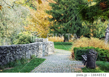 Sidewalk in the park and colorful trees in autumn 18648532